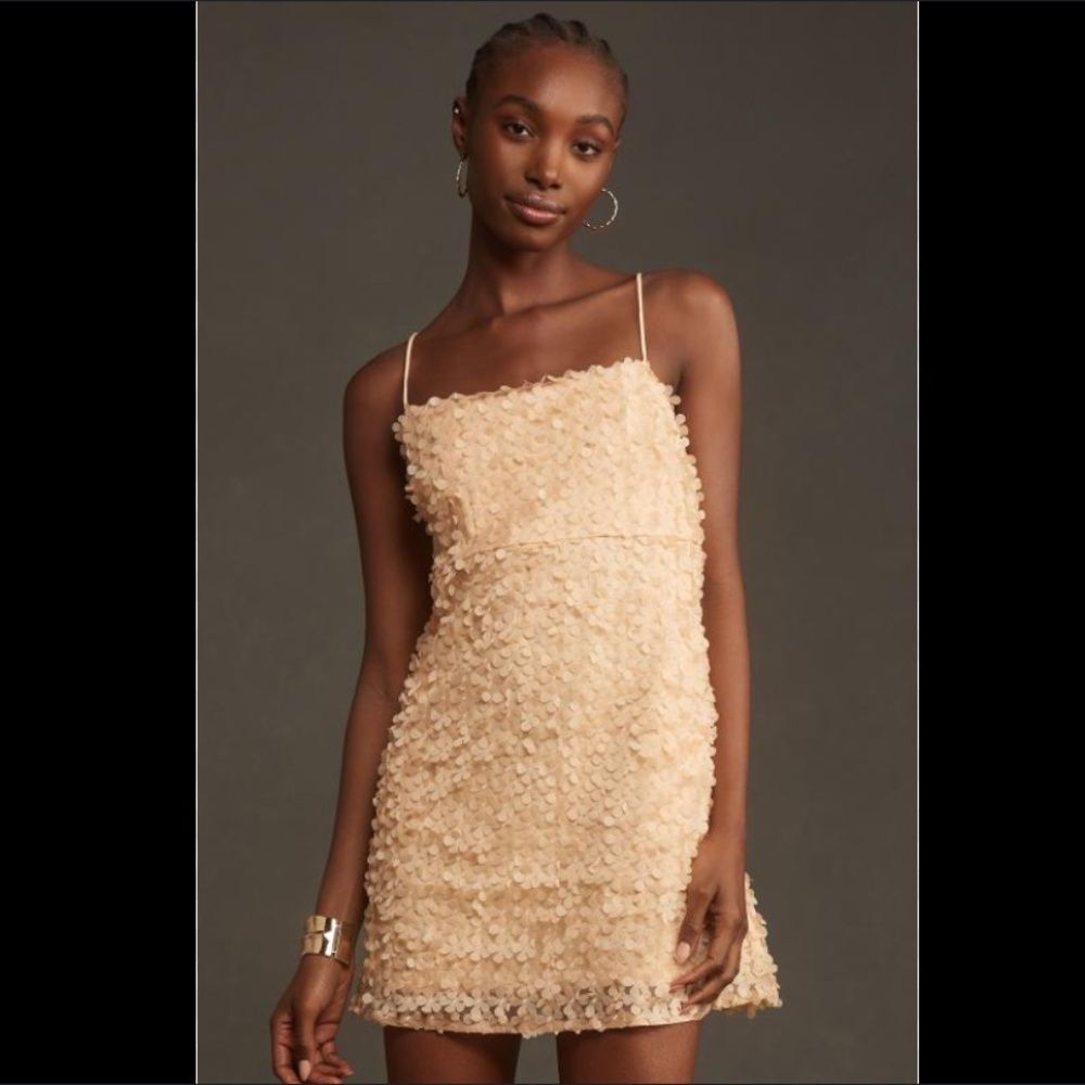 By Anthropologie 3D Floral Embellished Mini Dress
